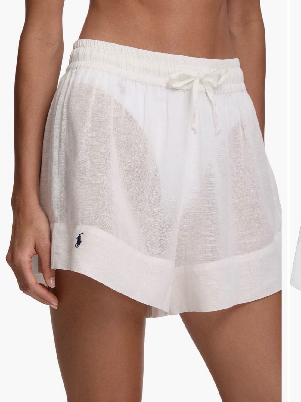 Polo by Ralph Lauren White Linen-Blend Drawstring Shorts